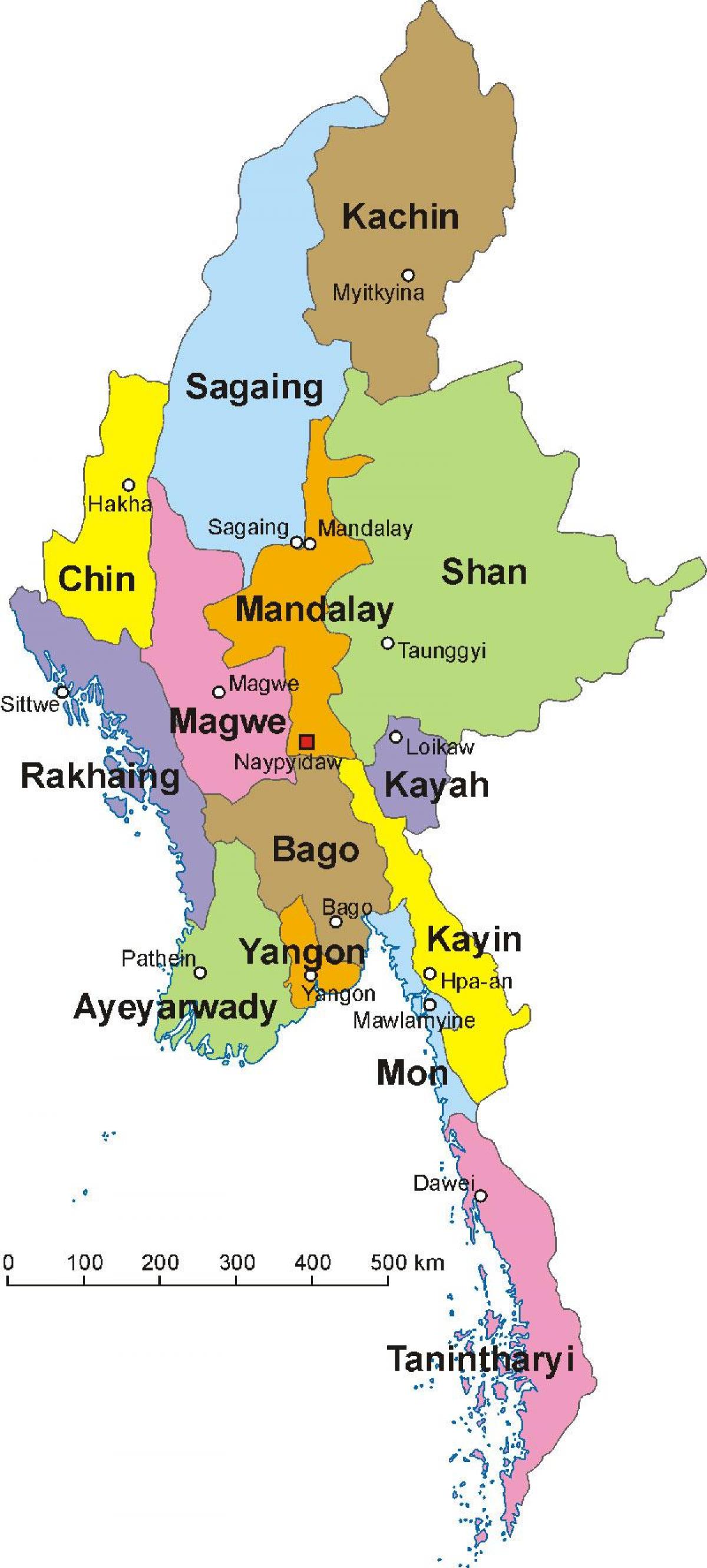 Myanmar mapa de la foto