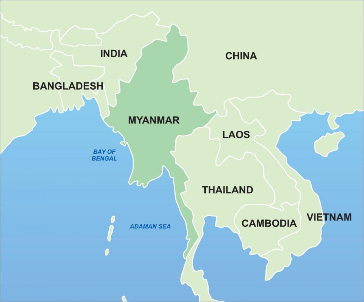 Myanmar en asia mapa