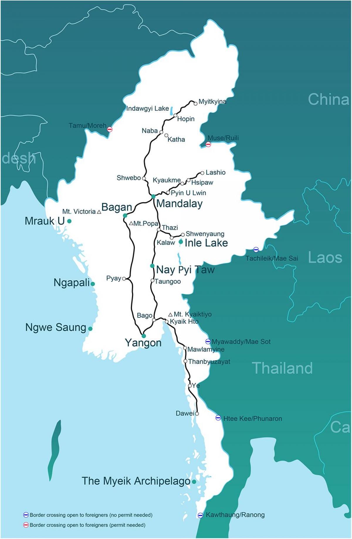 Myanmar mapa de trenes