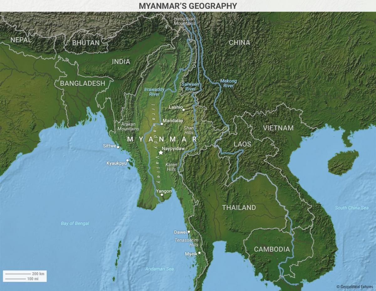 Birmania geografía mapa