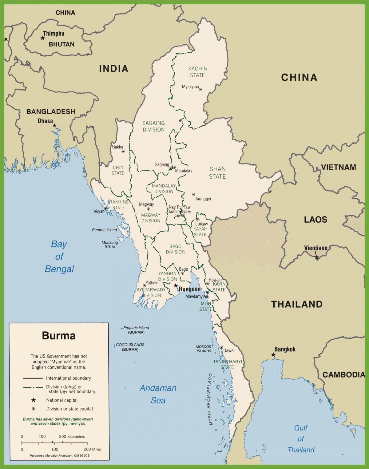 Birmania mapa político