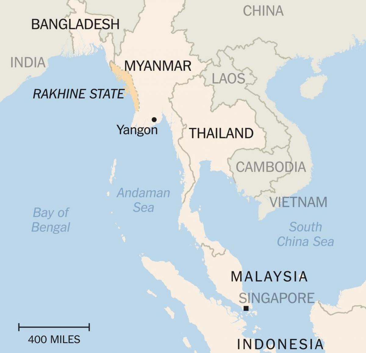 el estado de rakhine de Myanmar mapa