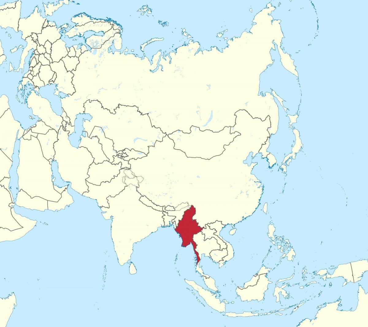 mapa del mundo de Myanmar Birmania