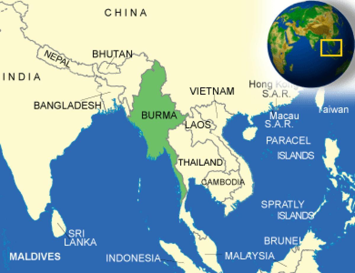 Mapa De Birmania Myanmar 