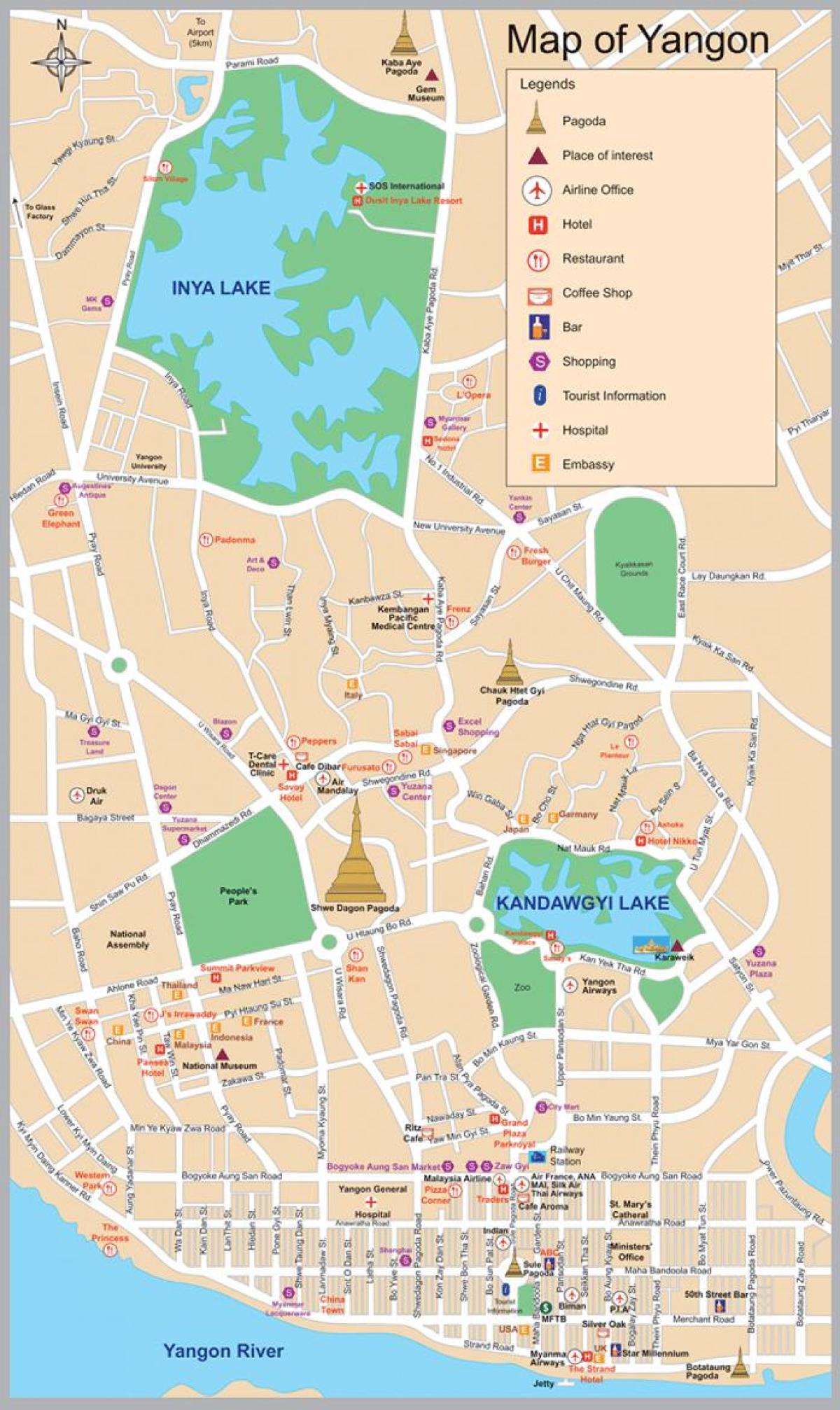 rangún, Myanmar mapa