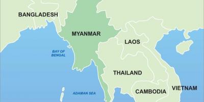 Myanmar en el mapa de asia
